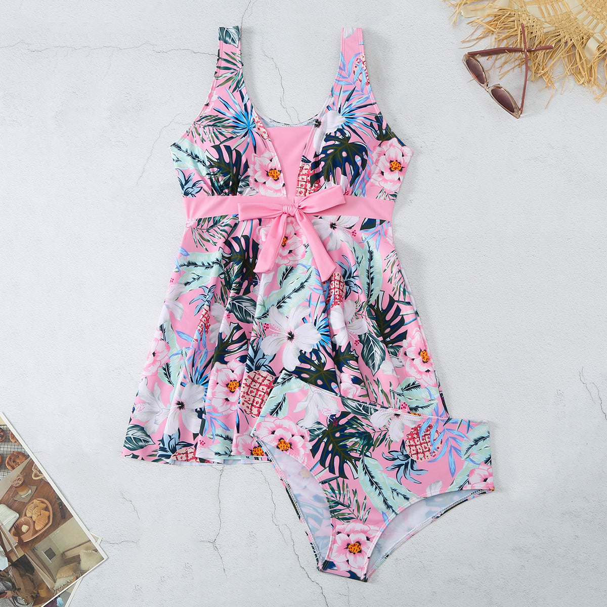 Wholesale V-neck Printed Sexy Women's Skirts Split Bikini Polyester Swimwear